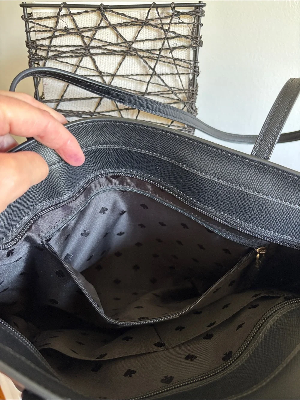 kate spade Black Leather Tote Bag with Bow